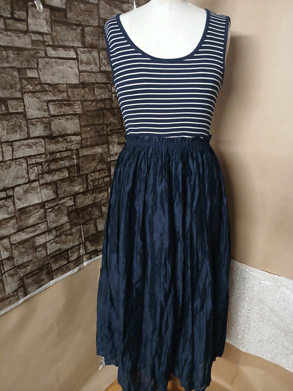 J. Crew Navy and White Striped Maxi Dress